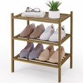 thumbnail image 1 of Smiry 3-Tier Shoe Rack , Stackable Bamboo Shoe Rack Organizer, Shoe Storage for Closet, Entryway, Bedroom and Wall, Walnut, 1 of 5