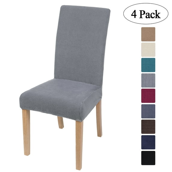 Smiry 4 Pack Chair Covers for Dining Room, Stretch Chair Protector Slipcovers, Light Grey