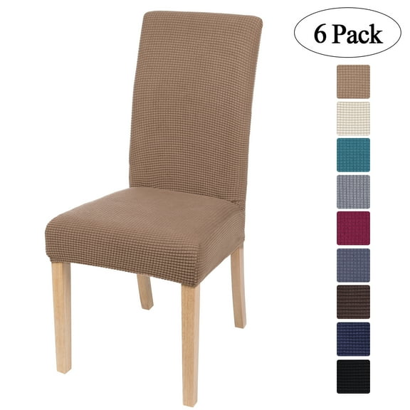 Smiry 6 Pack Chair Covers for Dining Room, Stretch Chair Protector Slipcovers, Camel