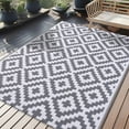 thumbnail image 1 of Smiry Outdoor Rugs 6'x9' for Patios, Waterproof Plastic Straw Rugs, Reversible Mats for RV, Deck, Porch, Picnic, Grey and white, 1 of 7