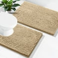 thumbnail image 1 of Smiry Bathroom Rugs 2 Piece Set, Soft Absorbent Chenille Bath Mat and U-Shaped Toilet Contour Rug, Non Slip Shaggy Bath Rug Set (24x16+24x20, Beige), 1 of 8