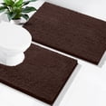 thumbnail image 1 of Smiry Bathroom Rugs 2 Piece Set, Soft Absorbent Chenille Bath Mat and U-Shaped Toilet Contour Rug, Non Slip Shaggy Bath Rug Set (24x16+24x20, Brown), 1 of 8