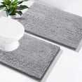 thumbnail image 1 of Smiry Bathroom Rugs 2 Piece Set, Soft Absorbent Chenille Bath Mat and U-Shaped Toilet Contour Rug, Non Slip Shaggy Bath Rug Set (24x16+24x20, Light Grey), 1 of 8