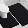 thumbnail image 1 of Smiry Bathroom Rugs 2 Piece Set, Soft Absorbent Chenille Bath Mat and U-Shaped Toilet Contour Rug, Non Slip Shaggy Bath Rug Set (30x20+24x20, Black), 1 of 8