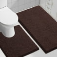 thumbnail image 1 of Smiry Bathroom Rugs 2 Piece Set, Soft Absorbent Chenille Bath Mat and U-Shaped Toilet Contour Rug, Non Slip Shaggy Bath Rug Set (30x20+24x20, Brown), 1 of 8