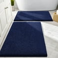 thumbnail image 1 of Smiry Bathroom Rugs Sets 2 Piece, Soft Absorbent Chenille Bath Rug Set, Non Slip Machine Washable Shaggy Bath Mats for Tub, Shower, and Floor (30x20+24x16, Navy blue), 1 of 7