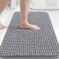 thumbnail image 1 of Smiry Chenille Bathroom Rugs 24x16, Rubber Backing Washable Bath Mats for Bathroom Floor, Grey, 1 of 9