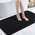 thumbnail image 1 of Smiry Chenille Bathroom Rugs 47x24, Rubber Backing Washable Bath Mats for Bathroom Floor, Black, 1 of 9