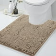 thumbnail image 1 of Smiry Chenille U-Shaped Toilet Bathroom Rugs, Soft Absorbent Non-Slip Contoured Carpet, Machine Washable Bathroom Mats, 20"X24", Beige, 1 of 7