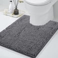 thumbnail image 1 of Smiry Chenille U-Shaped Toilet Bathroom Rugs, Soft Absorbent Non-Slip Contoured Carpet, Machine Washable Bathroom Mats, 20"X24", Light Gray, 1 of 7