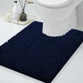 thumbnail image 1 of Smiry Chenille U-Shaped Toilet Bathroom Rugs, Soft Absorbent Non-Slip Contoured Carpet, Machine Washable Bathroom Mats, 20"X24", Navy Blue, 1 of 7