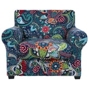 Smiry Couch Chair Cover with 1 Separate Cushion Cover, Stretch Elastic 1-Seater Sofa Cover, Paisley Floral