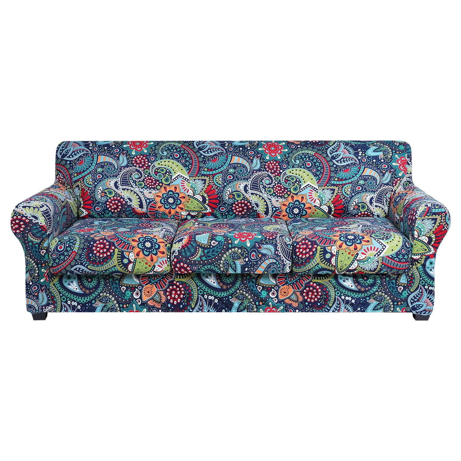 Smiry Three Loveseat Floral Pattern Slipcover with Separate Cushion Covers Stretch Elastic Sofa Cover Walmart