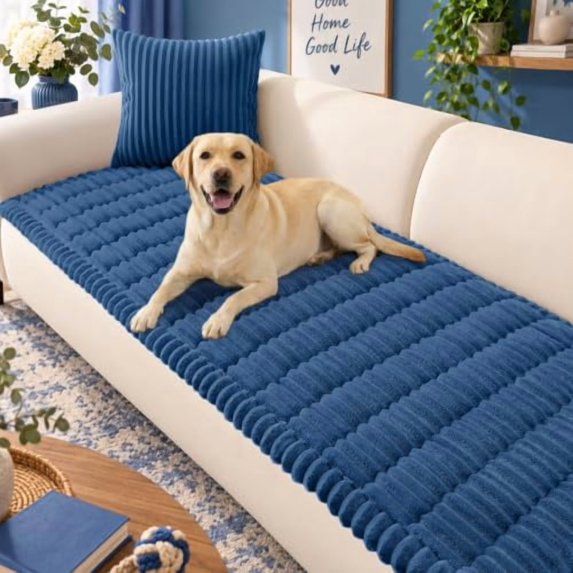 Smiry Couch Covers 2 Cushion Couch for Dogs Washable, Non Slip Couch Cover for Sofa, Pet Sofa Cover Protector, Navy, 27.6" x 59"
