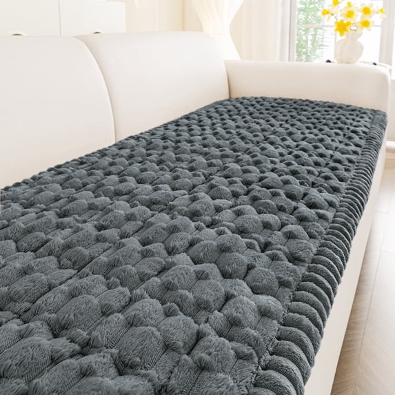 Smiry Couch Covers Sofa Cover Slipcover for Dogs Washable, Non Slip Sofa Protector, Fuzzy Couch cover Pet Friendly Home Decor, Dark Gray, 27.6" x 70.9"