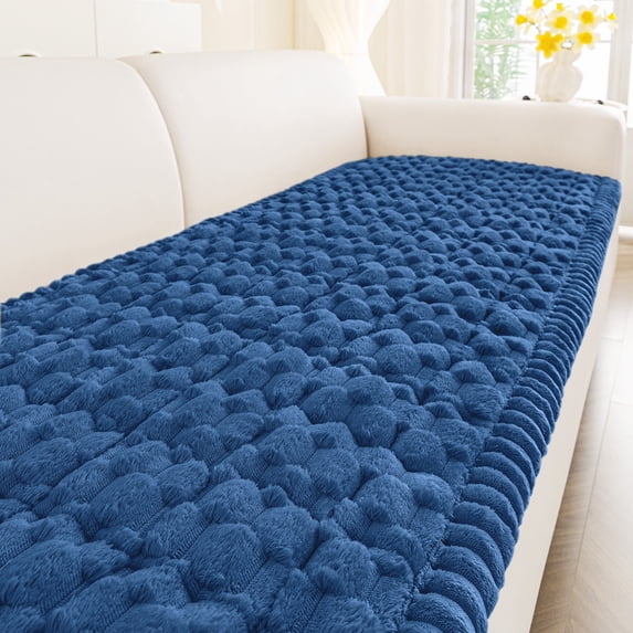Smiry Couch Covers Sofa Cover Slipcover for Dogs Washable, Non Slip Sofa Protector, Fuzzy Couch cover Pet Friendly Home Decor, Navy Blue, 27.6" x 70.9"
