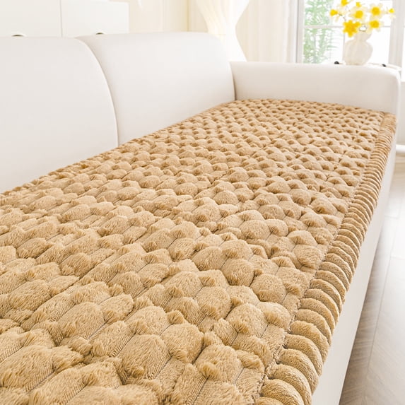 Smiry Couch Covers Sofa Cover Slipcover for Dogs Washable, Non Slip Sofa Protector, Fuzzy Couch cover Pet Friendly Home Decor, Camel, 27.6" x 70.9"