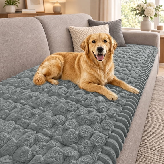Smiry Couch Covers for Dogs Washable, Non Slip Fuzzy Sofa Cover for Pets, Grey, 27.6" x 59"