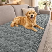 Smiry Couch Covers Sofa Cover Slipcover for Dogs Washable, Non Slip Sofa Protector, Fuzzy Couch cover Pet Friendly Home Decor, Gray, 27.6" x 59"
