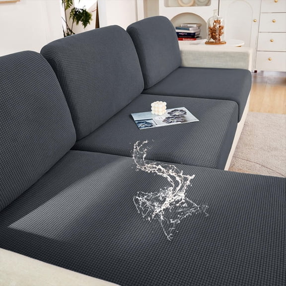 Smiry Couch Cushion Covers, Waterproof Couch Cover, Stretch Sofa Slipcovers, Washable Sofa Cushion Covers, Sofa Protective Cover Suitable for Pets and Kids (3 Cushion Sofa, Grey)