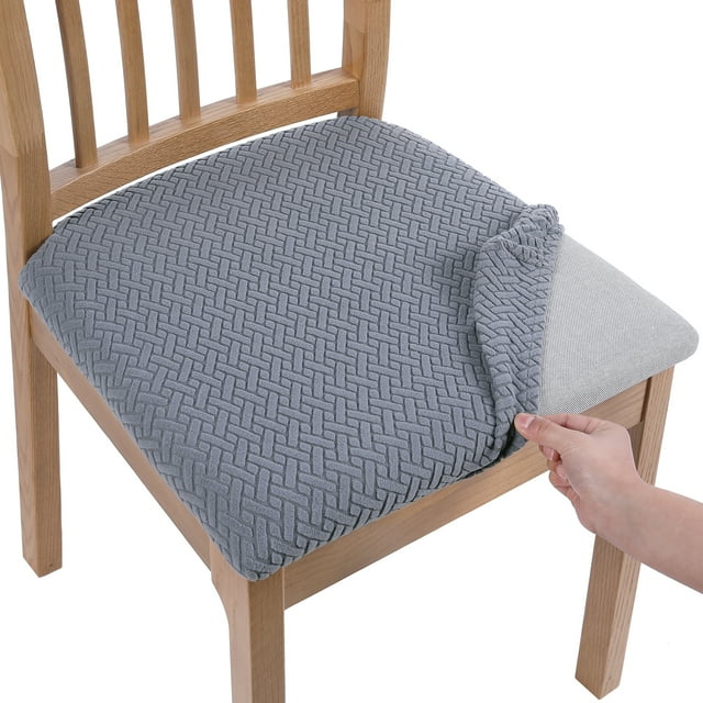 Smiry Stretch Jacquard Dining Room Chair Seat Covers with Ties, Kitchen Chair Slipcover Set of 4