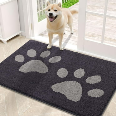 Smiry Dog Door Mats for Muddy Shoes and Paws, Non Slip Low-Profile Washable Indoor Doormats, Absorbent Dirt Trapper Entryway Rugs, 30"x20", Dark Grey