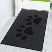 Smiry Dog Door Mats for Muddy Shoes and Paws, Non Slip Low-Profile Washable Indoor Doormats, Absorbent Dirt Trapper Entryway Rugs, 40"x32", Black