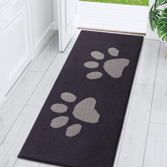 Smiry Dog Door Mats for Muddy Shoes and Paws, Non Slip Low-Profile Washable Indoor Doormats, Absorbent Dirt Trapper Entryway Rugs, 48"x30", Dark Grey