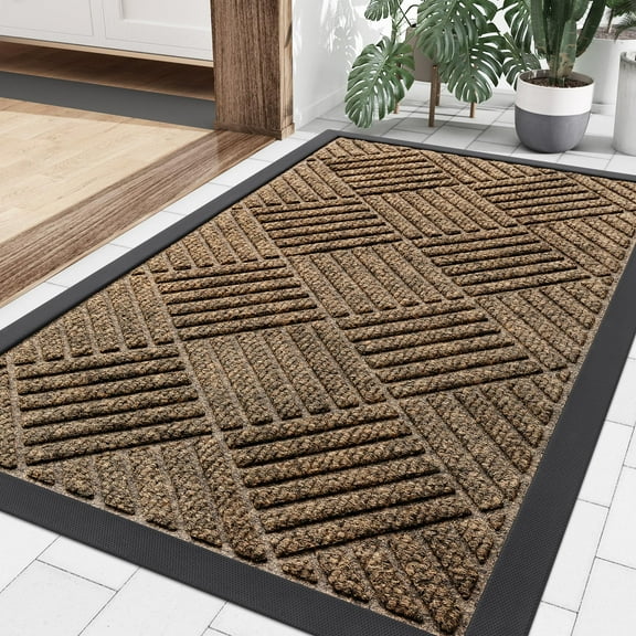 Smiry Front Door Mats For Inside, Low Profile Heavy Duty Outdoor Doormats, Non Slip Dirt Trapper Entryway Mat, 35x23, Brown