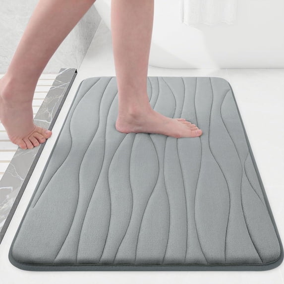 Smiry Memory Foam Bath Mat, Soft and Non-Slip Bathroom Rugs, Absorbent Bath Rugs 47"x"17, Grey