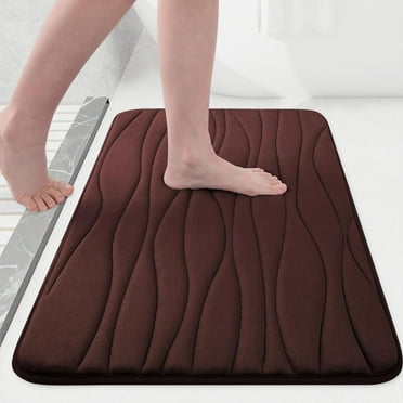 Smiry Memory Foam Bath Mat, Soft and Non-Slip Bathroom Rugs, Absorbent Bath Rugs 24"x16", Coffee