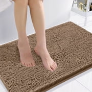 Smiry Luxury Chenille Bathroom Rugs, Extra Soft and Absorbent Bath Mat, Camel, 24"x35"