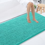 Smiry Luxury Chenille Bathroom Rugs, Extra Soft and Absorbent Bath Mat, Turquoise, 35"x59"
