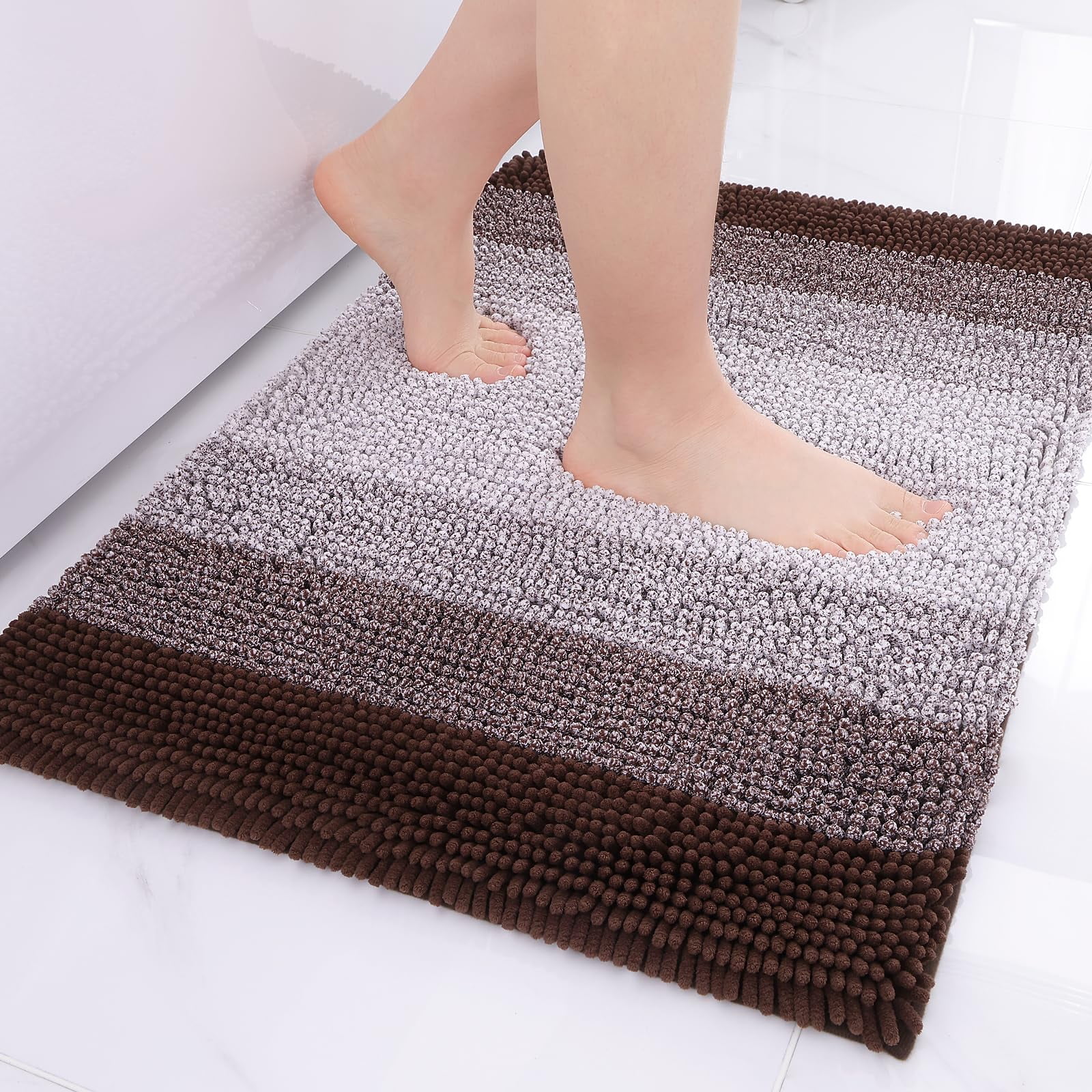 Smiry Soft Large Luxury Chenille Bathroom Rugs, Absorbent Non-Slip Bath ...