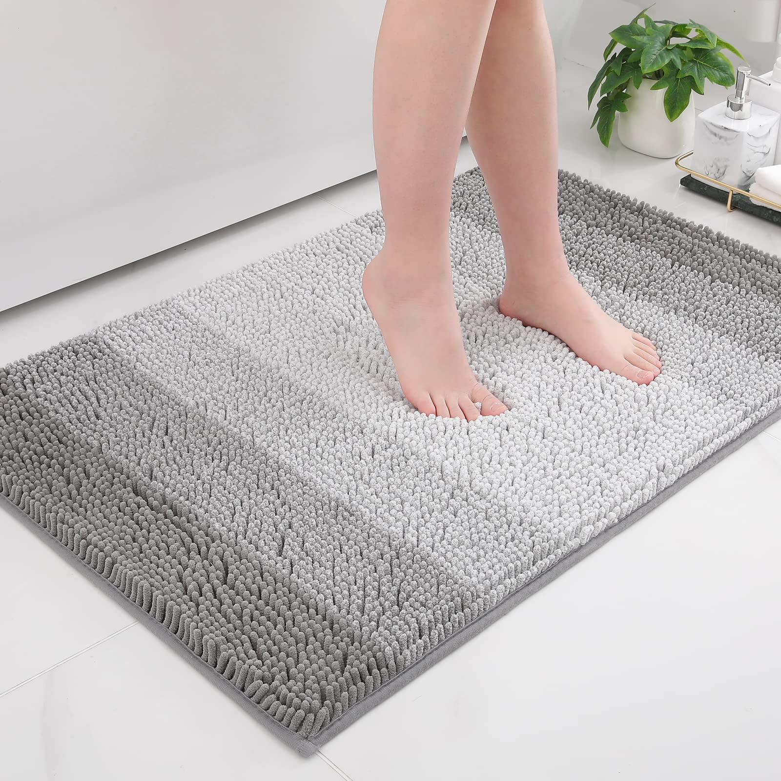 Smiry Luxury Microfiber Soft Large Chenille Bath Rug, Quick Dry, NonSlip, Absorbent, 24x36