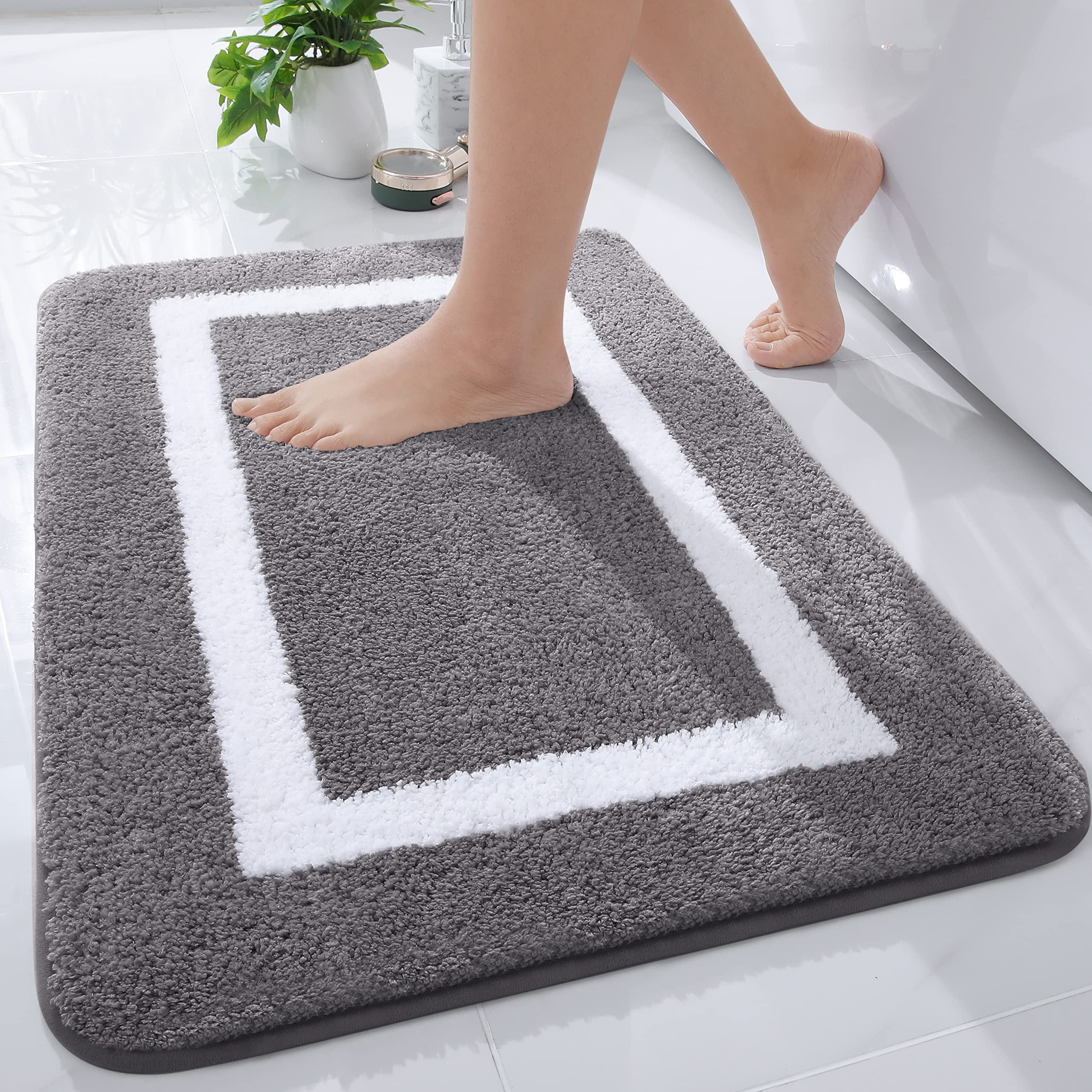 Smiry Luxury Microfiber Bathroom Rug Mat 16"x24" Soft Absorbent Bath ...