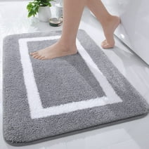 Smiry Luxury Microfiber Bathroom Rug Mat 16"x24" Soft Absorbent Bath Rug Non-Slip Plush Shaggy Bath Carpet,Grey