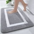 thumbnail image 1 of Smiry Luxury Microfiber Bathroom Rug Mat 24"x36" Soft Absorbent Bath Rug Non-Slip Plush Shaggy Bath Carpet,Grey, 1 of 7