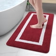 thumbnail image 1 of Smiry Luxury Microfiber Bathroom Rug Mat 24"x47" Soft Absorbent Bath Rug Non-Slip Plush Shaggy Bath Carpet,Burgundy, 1 of 7