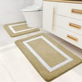 thumbnail image 1 of Smiry Luxury Microfiber Set 2 Pieces Bathroom Rug Mat 20"x30"and U-Shaped Contour Toilet Rug 24"x20" ，Soft Absorbent Bath Rug Non-Slip Plush Shaggy Bath Carpet,Beige, 1 of 7