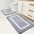 thumbnail image 1 of Smiry Luxury Microfiber Set 2 Pieces Bathroom Rug Mat 20"x30"and U-Shaped Contour Toilet Rug 24"x20" ，Soft Absorbent Bath Rug Non-Slip Plush Shaggy Bath Carpet,Grey, 1 of 7