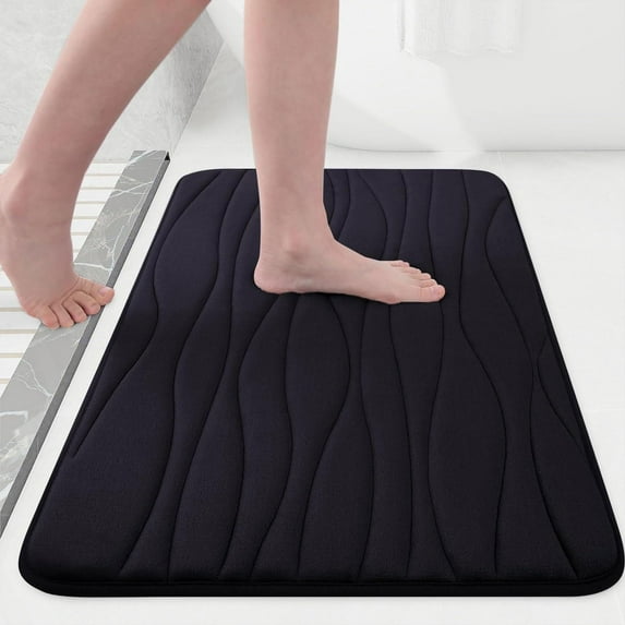 Smiry Memory Foam Bath Mat, Soft and Non-Slip Bathroom Rugs, Absorbent Bath Rugs 47"x"17, Black