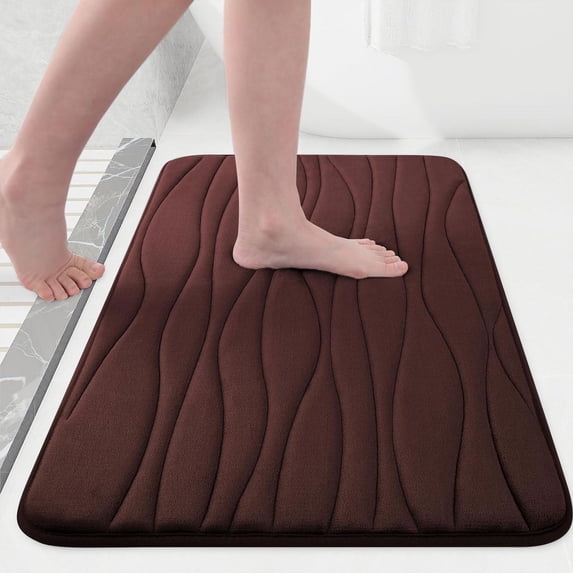 Smiry Memory Foam Bath Mat, Soft and Non-Slip Bathroom Rugs, Absorbent Bath Rugs 47"x"17, Coffee