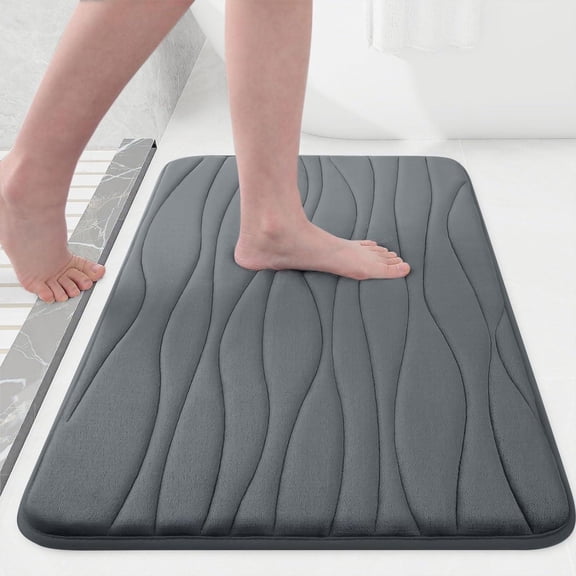 Smiry Memory Foam Bath Mat, Soft and Non-Slip Bathroom Rugs, Absorbent Bath Rugs 47"x"24, Dark Grey