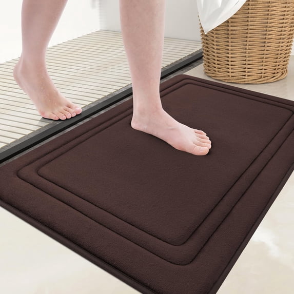 Smiry Memory Foam Bathroom Mat Rug 16"x 24", Ultra Soft Absorbent Bath Rug, Non-Slip Machine Washable Bath Carpet, Brown