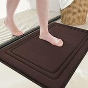 Smiry Memory Foam Bathroom Mat Rug 16"x 24", Ultra Soft Absorbent Bath Rug, Non-Slip Machine Washable Bath Carpet, Brown