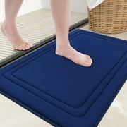 Smiry Memory Foam Bathroom Mat Rug 16"x 24", Ultra Soft Absorbent Bath Rug, Non-Slip Machine Washable Bath Carpet, Navy 