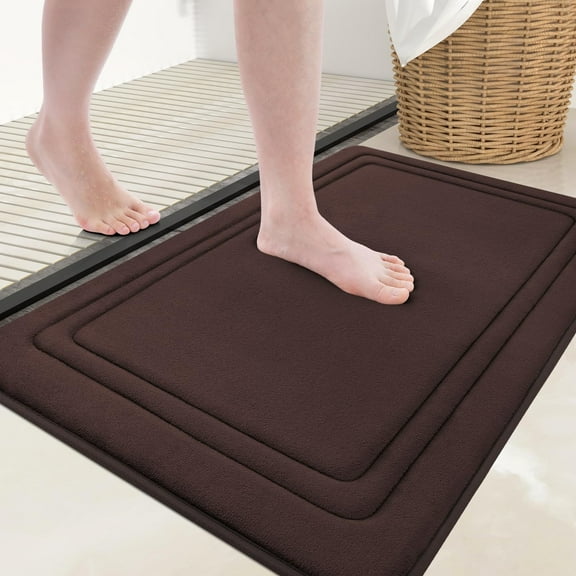 Smiry Memory Foam Bathroom Mat Rug 20" x 30", Ultra Soft Absorbent Bath Rug, Non-Slip Machine Washable Bath Carpet, Brown