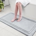thumbnail image 1 of Smiry Memory Foam Bathroom Mat Rug 47" x 24", Ultra Soft Absorbent Bath Rug, Non-Slip Machine Washable Bath Carpet, Grey, 1 of 8