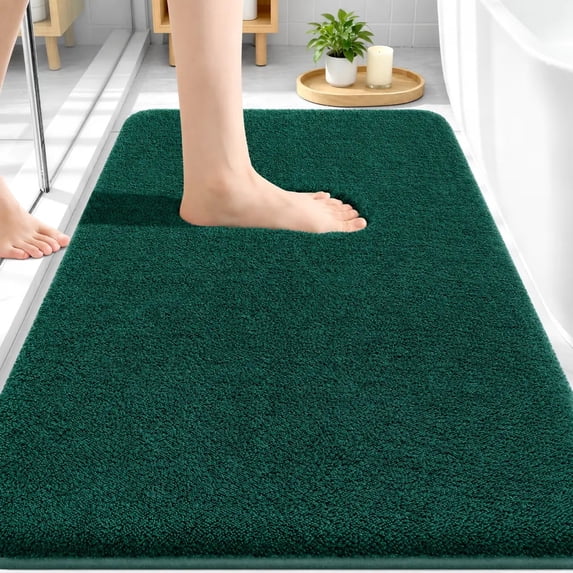 Smiry Memory Foam Bathroom Rugs 34x21, Soft Absorbent Bath Rugs, Non-Slip Machine Washable Dry Bathroom Mat for Bathroom Floor, Dark Green